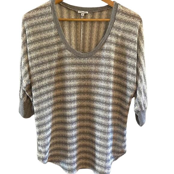Splendid Lightweight Striped Metallic Sweater 3/4 length Sleeves - Picture 1 of 5
